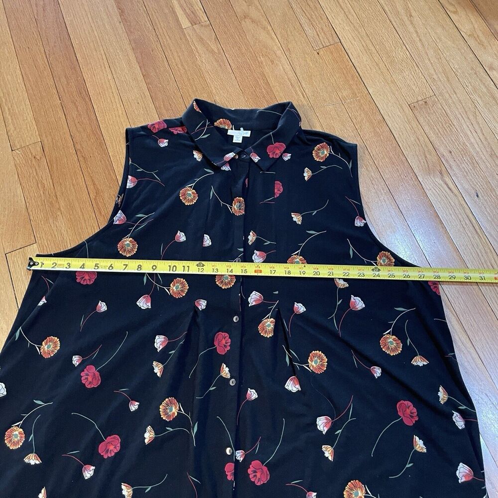 J. Jill Women Jersey Sleeveless Shirt Dress Plus Size 4X Black Floral NEW NO TAG - Picture 5 of 14